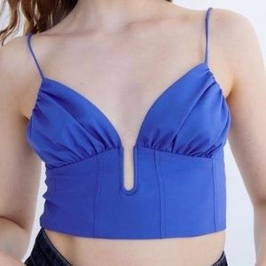 ZARA BLUE BUSTIER CROP TOP